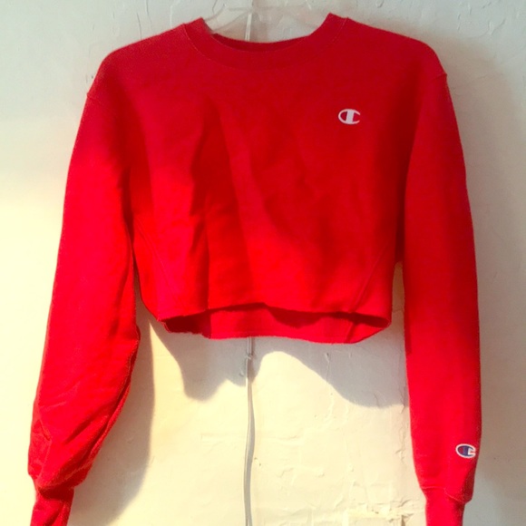 champion red cropped sweater